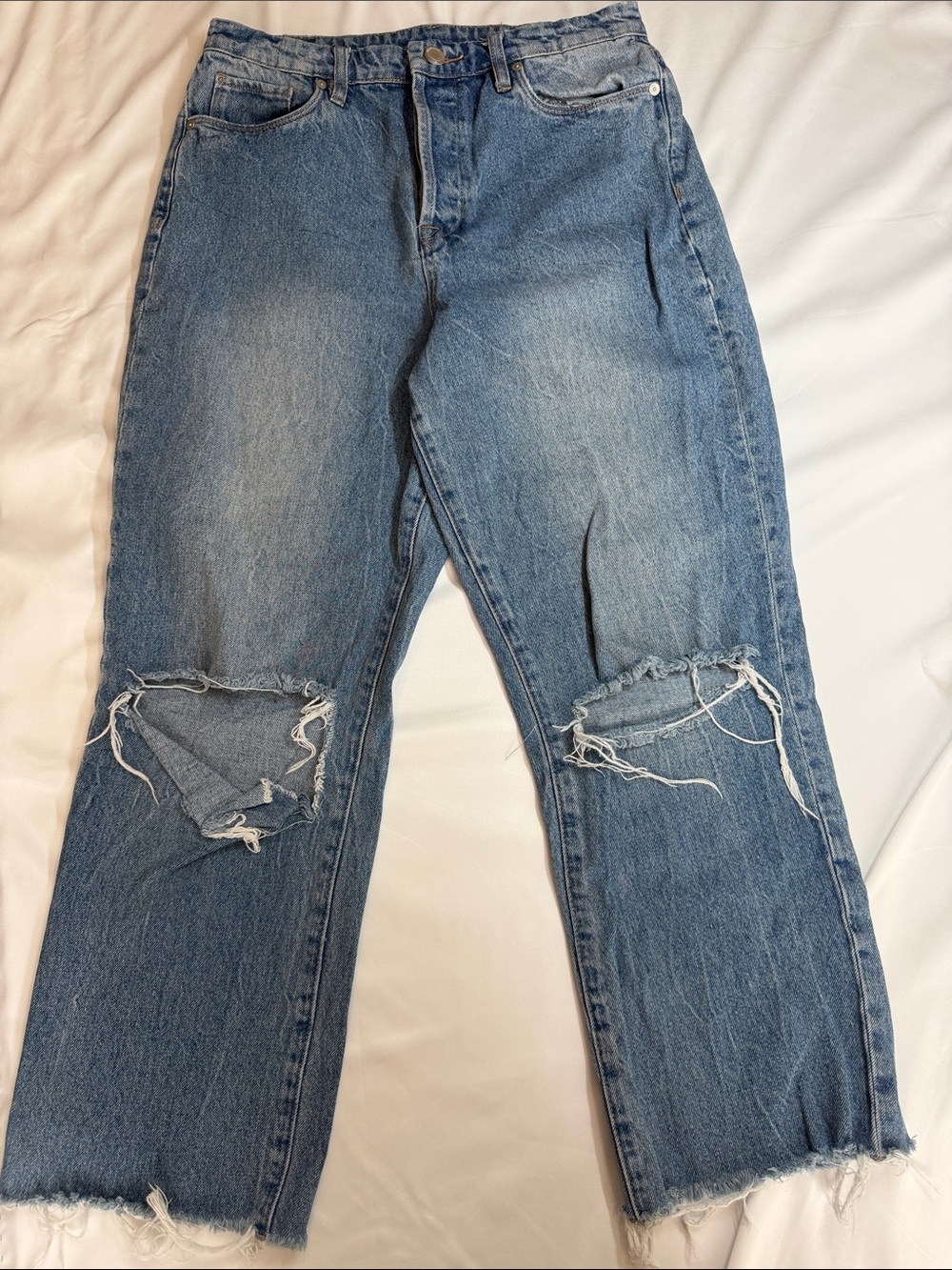 Blank NYC Light Blue Straight Leg Distressed Jeans